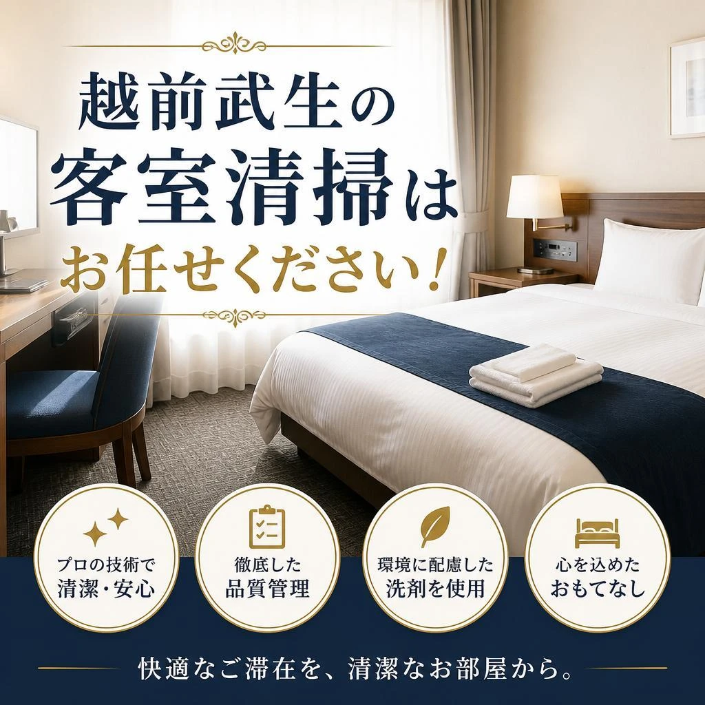 越前武生の客室清掃はお任せください！