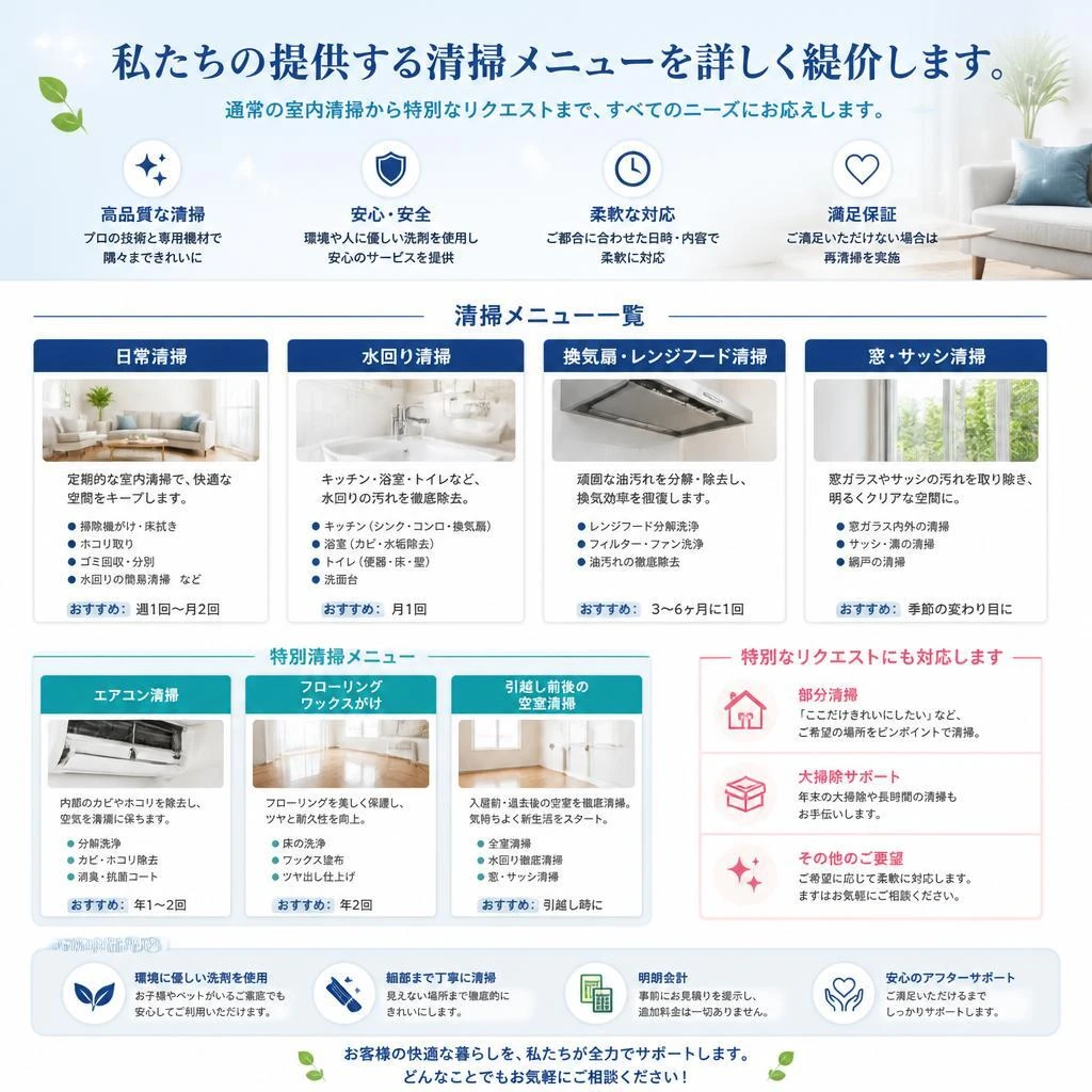 清掃メニュー一覧
