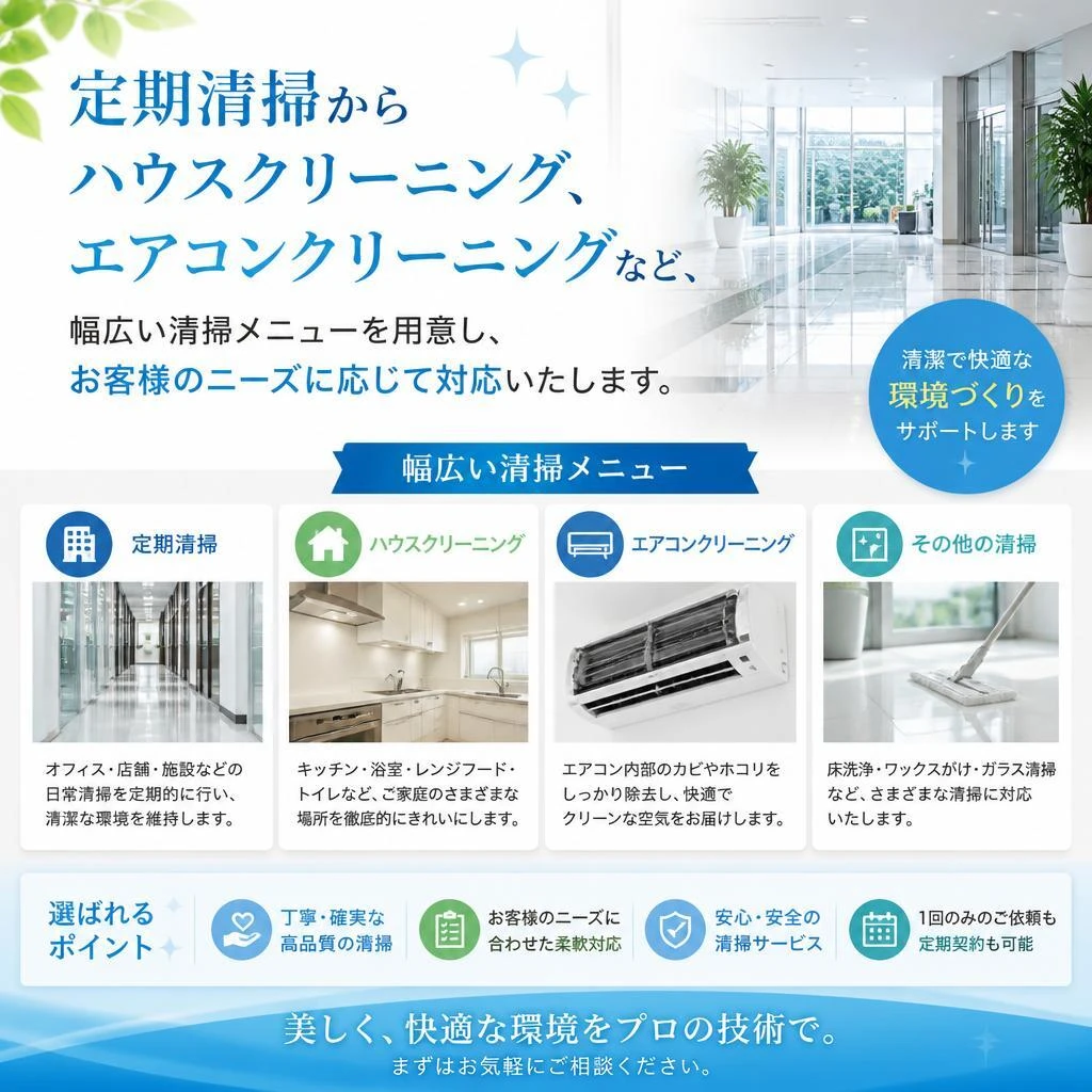 清掃メニューの多様性