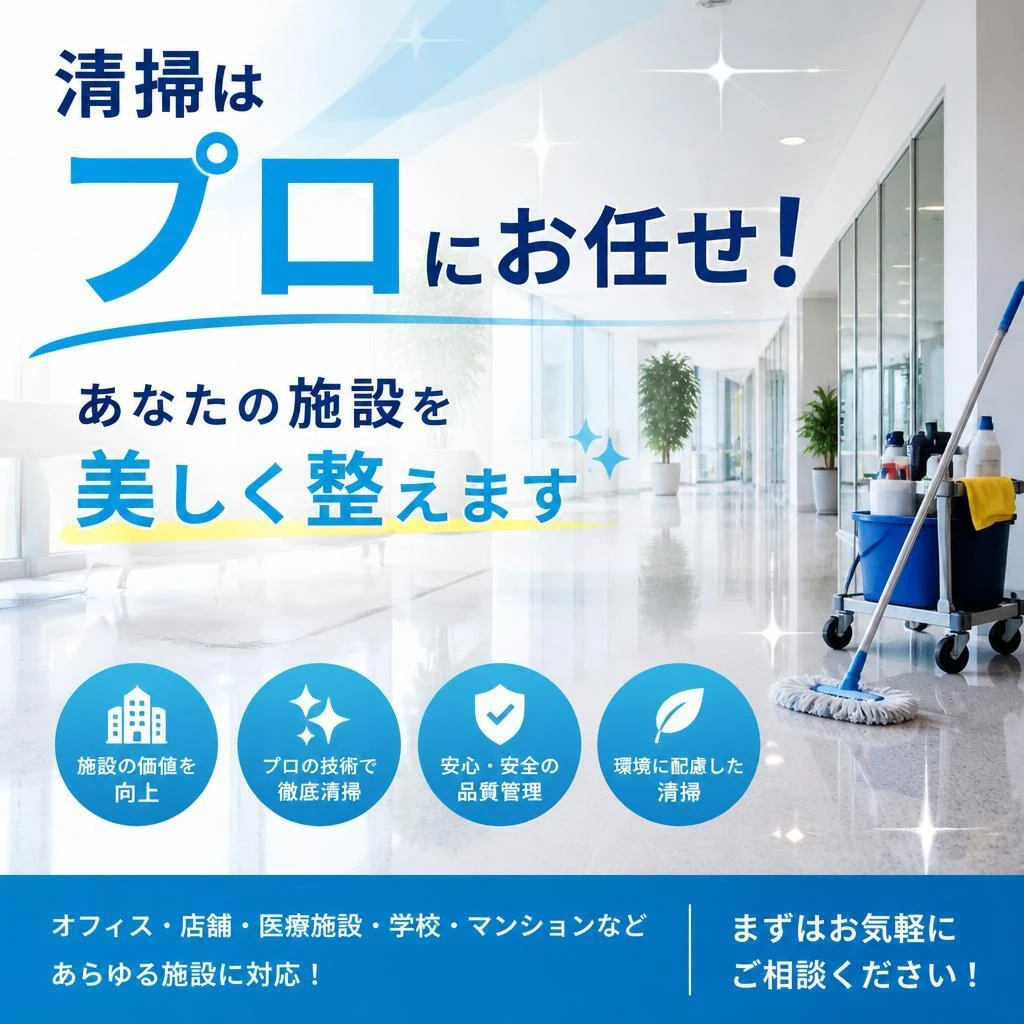 清掃はプロにお任せ！あなたの施設を美しく整えます