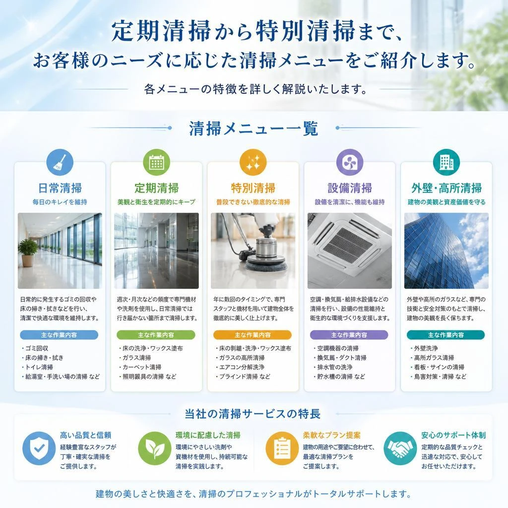 多様な客室清掃メニュー