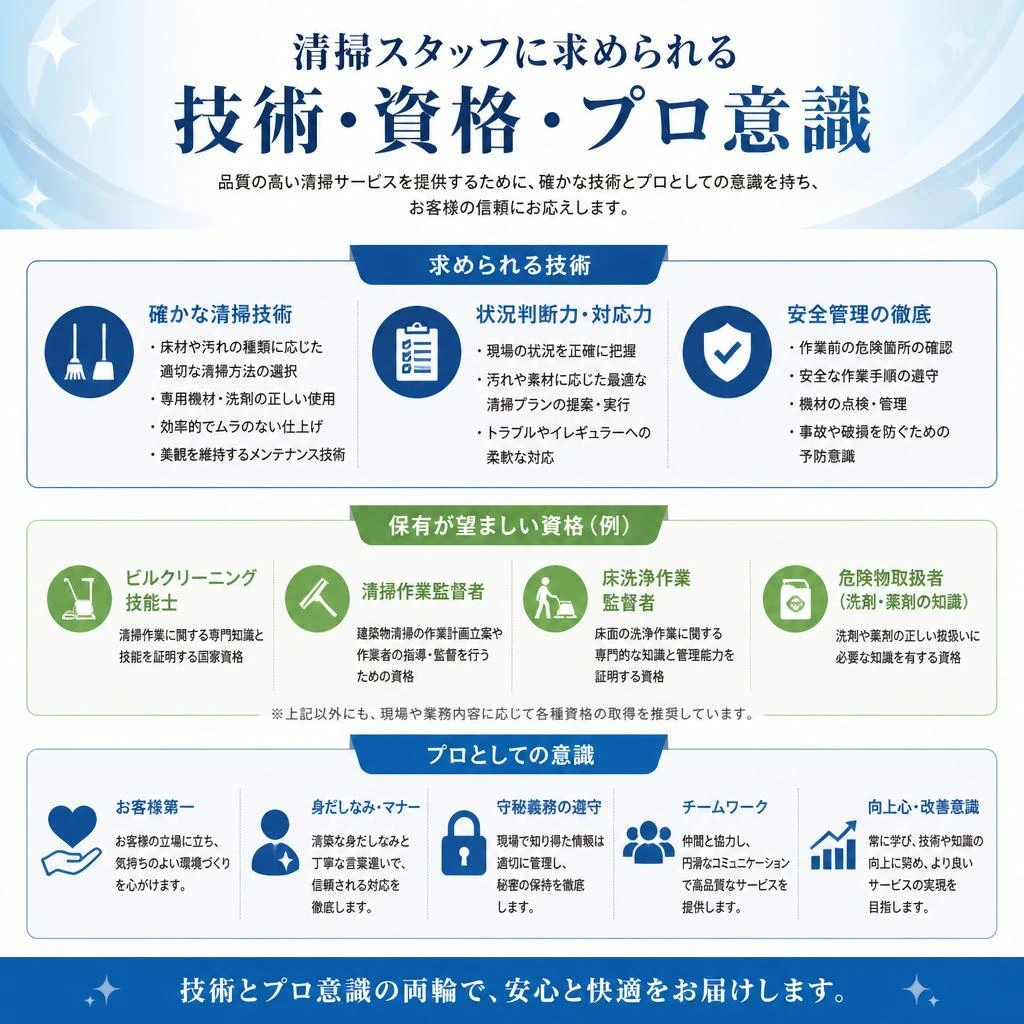 安心の清掃技術とプロフェッショナルなスタッフ