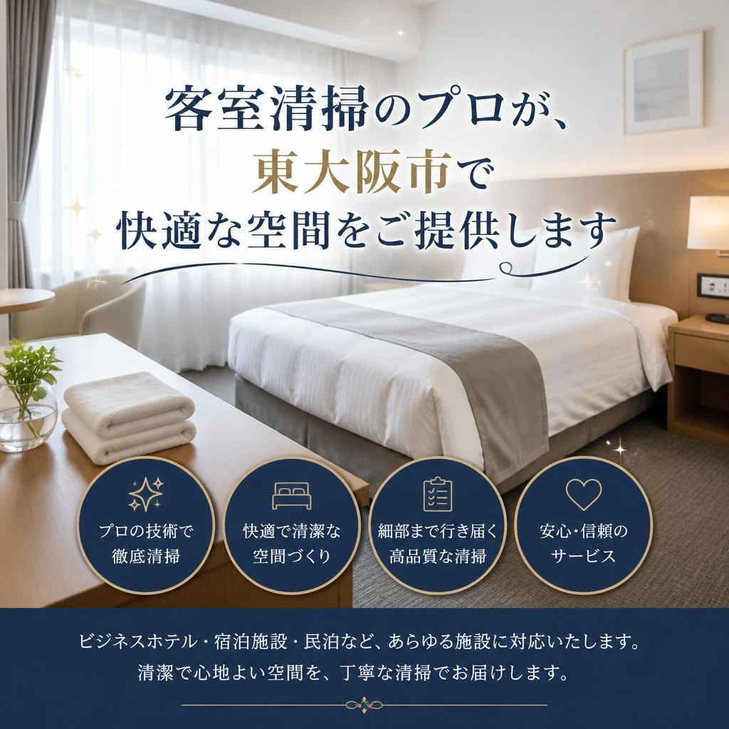 客室清掃のプロが、東大阪市で快適な空間をご提供します