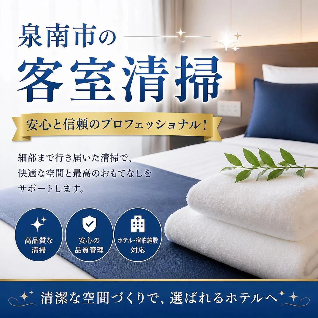 泉南市の客室清掃、安心と信頼のプロフェッショナル！