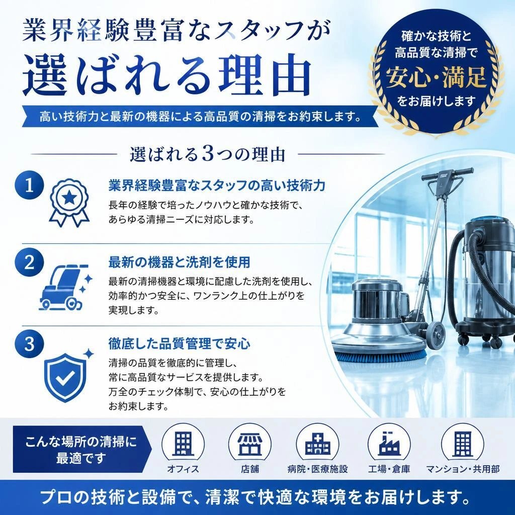 清掃のプロが選ばれる理由