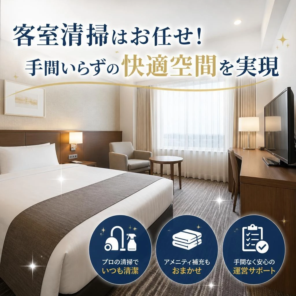 客室清掃はお任せ！手間いらずの快適空間を実現