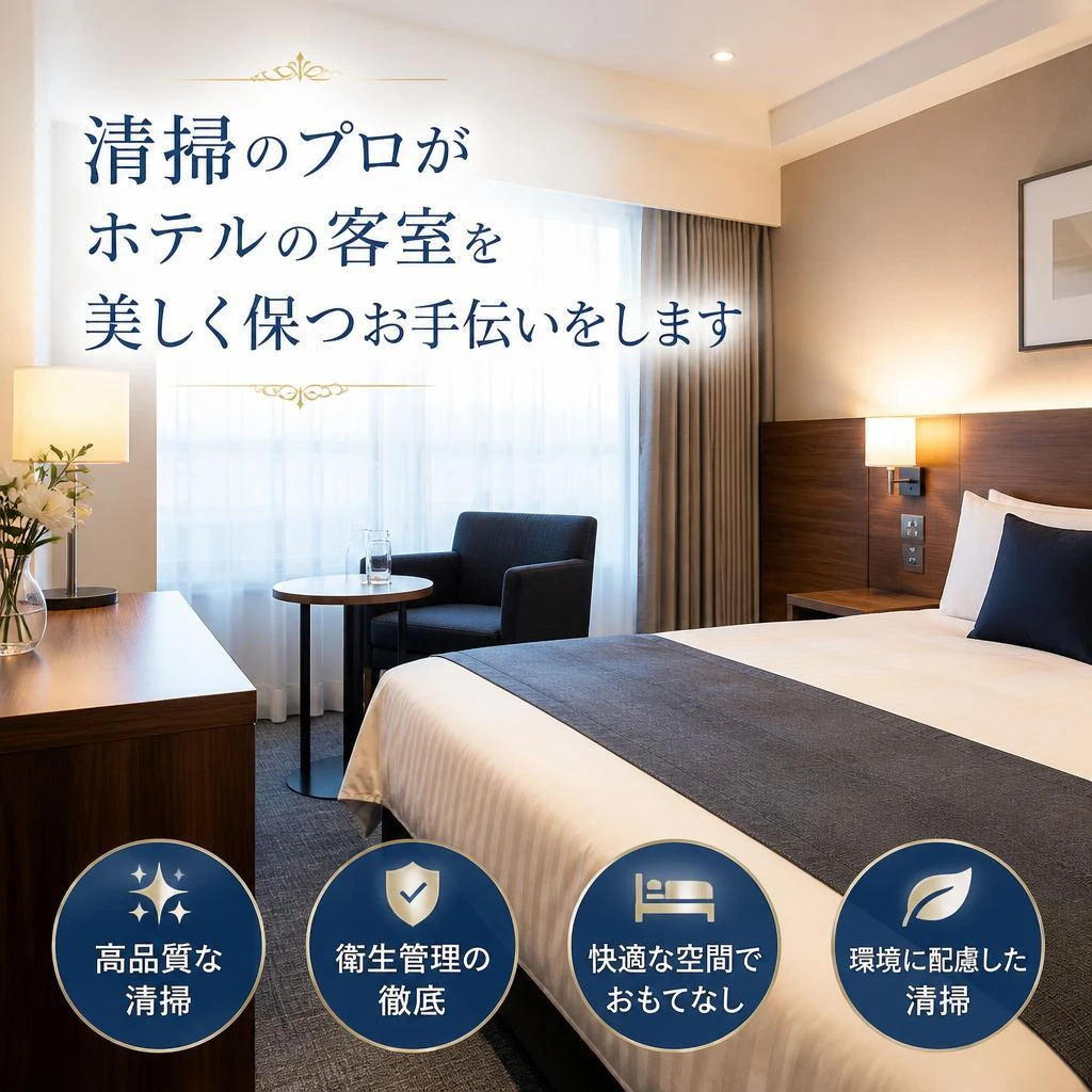 清掃のプロがホテルの客室を美しく保つお手伝いをします