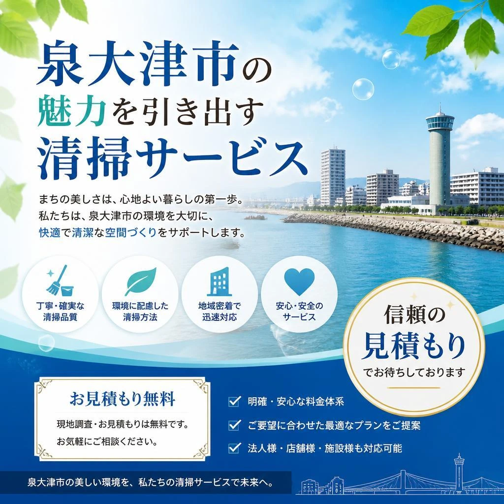 泉大津市の魅力を引き出す清掃サービス、信頼の見積もりでお待ちしております