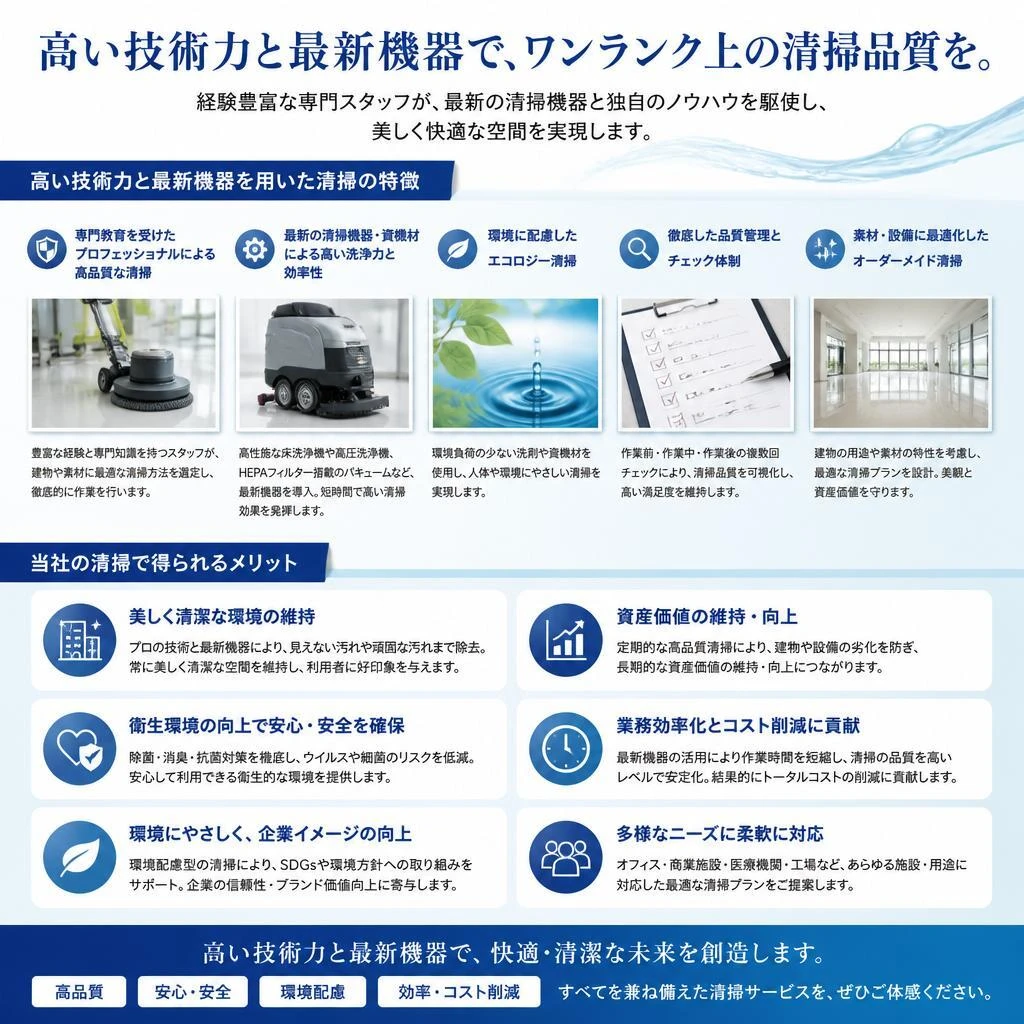 私たちの清掃サービスの特長
