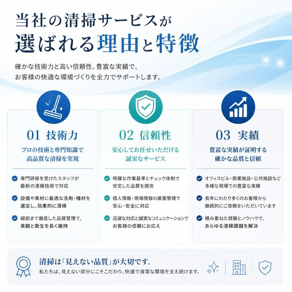 なぜ当社の清掃が選ばれるのか