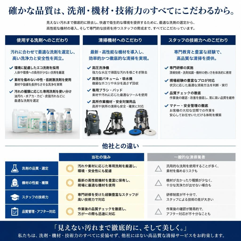 高品質な清掃の特徴