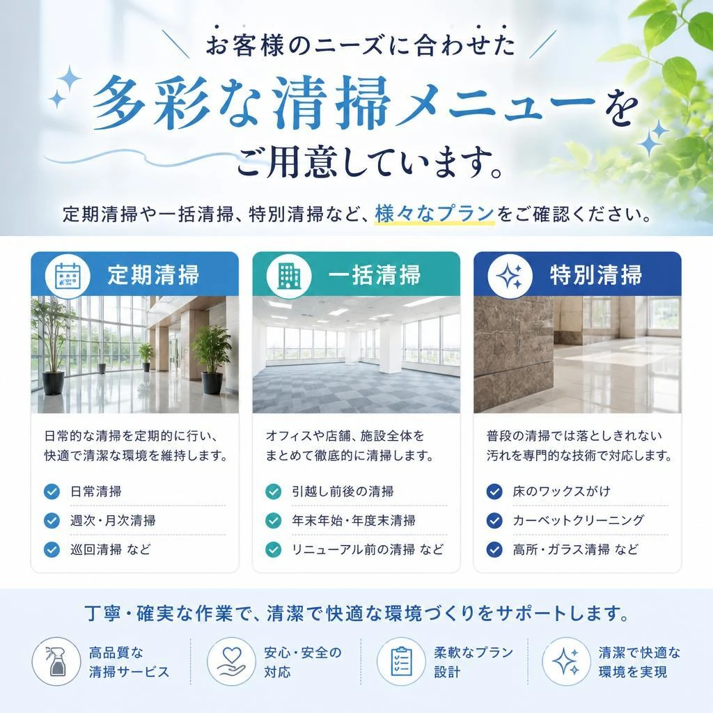 清掃メニューのご案内