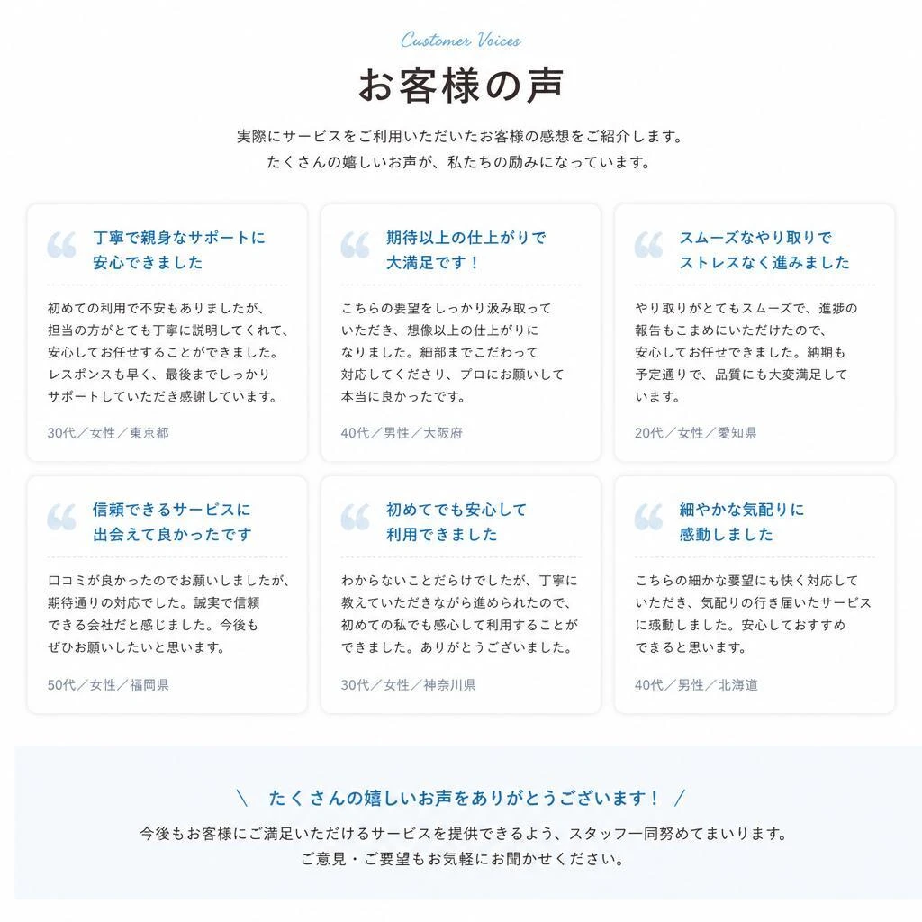 過去のお客様の声