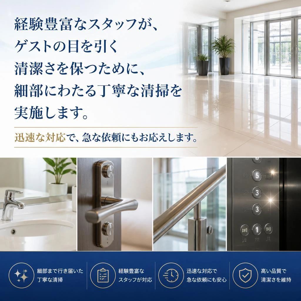 丁寧で迅速な清掃が自慢
