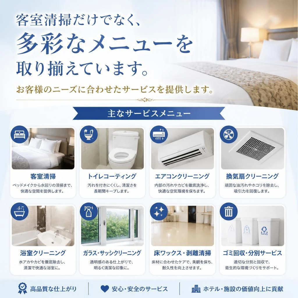 豊富な清掃メニュー