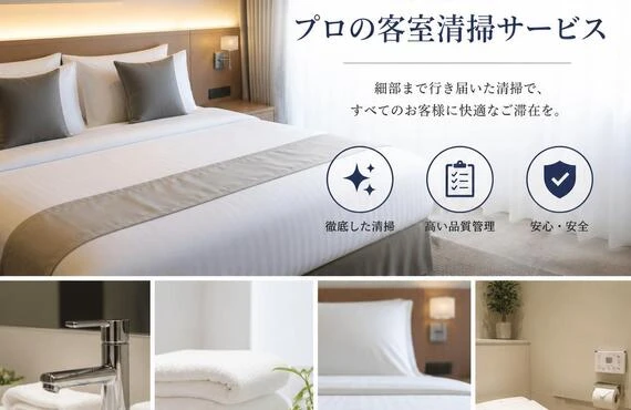 あなたの宿泊施設の美しさを保つ、プロの客室清掃サービス