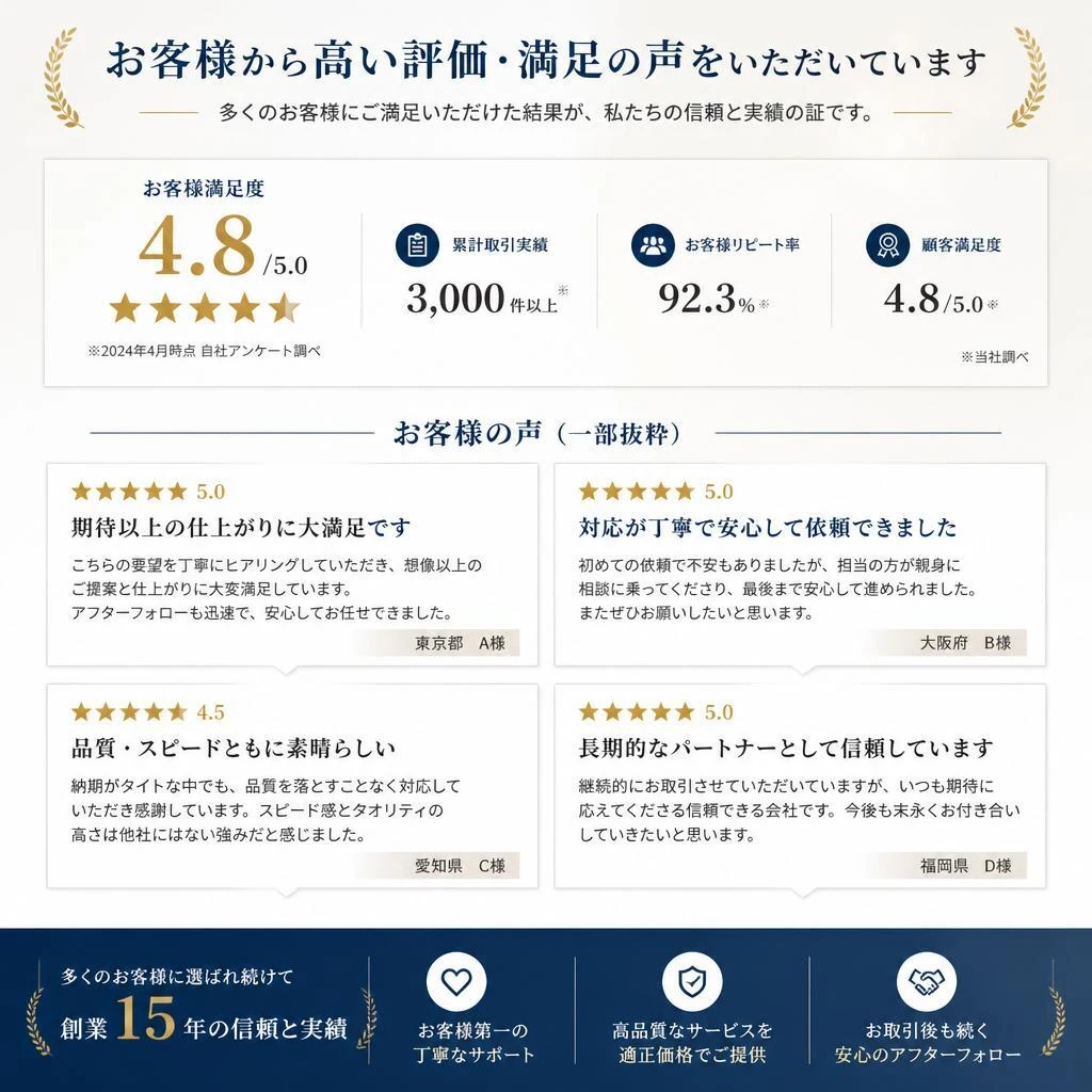 お客様の声 - 満足度の高いサービス