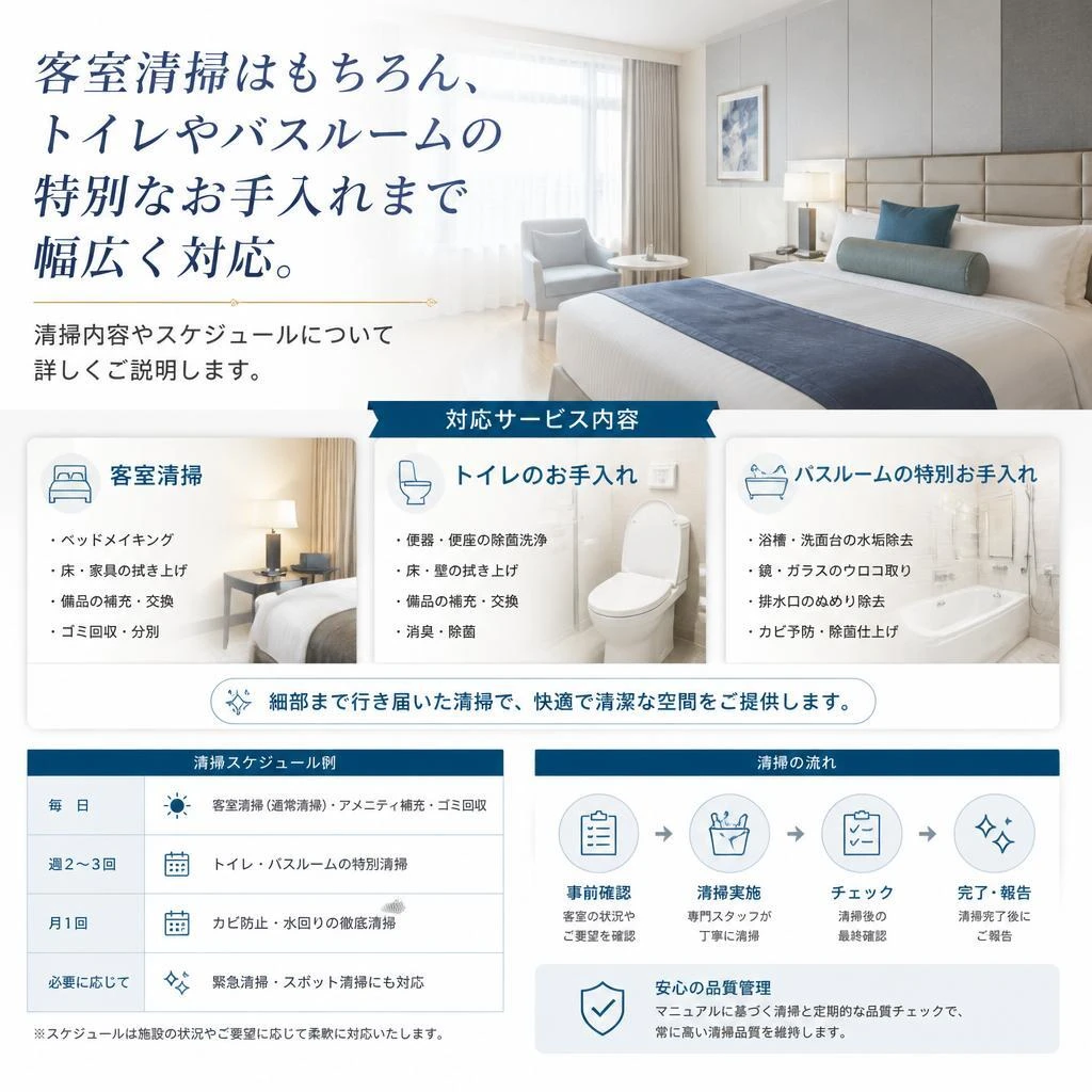 高品質な客室清掃のサービス内容