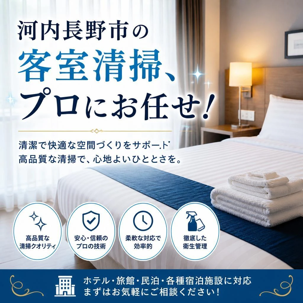 河内長野市の客室清掃、プロにお任せ！