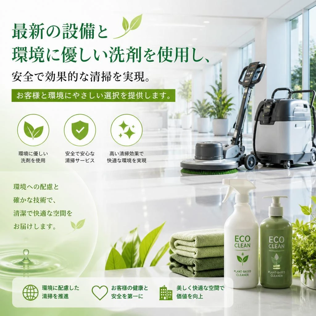 清掃に使用する機材と薬剤