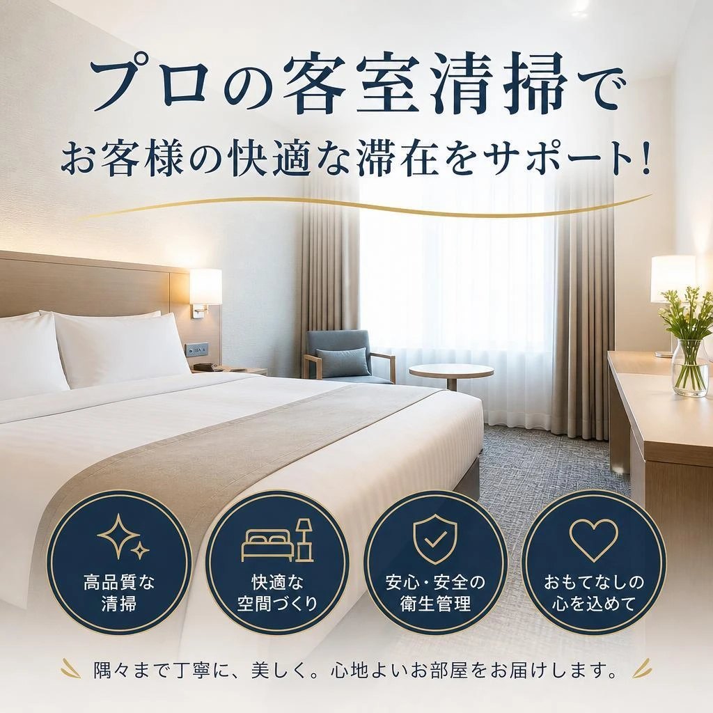 プロの客室清掃でお客様の快適な滞在をサポート！