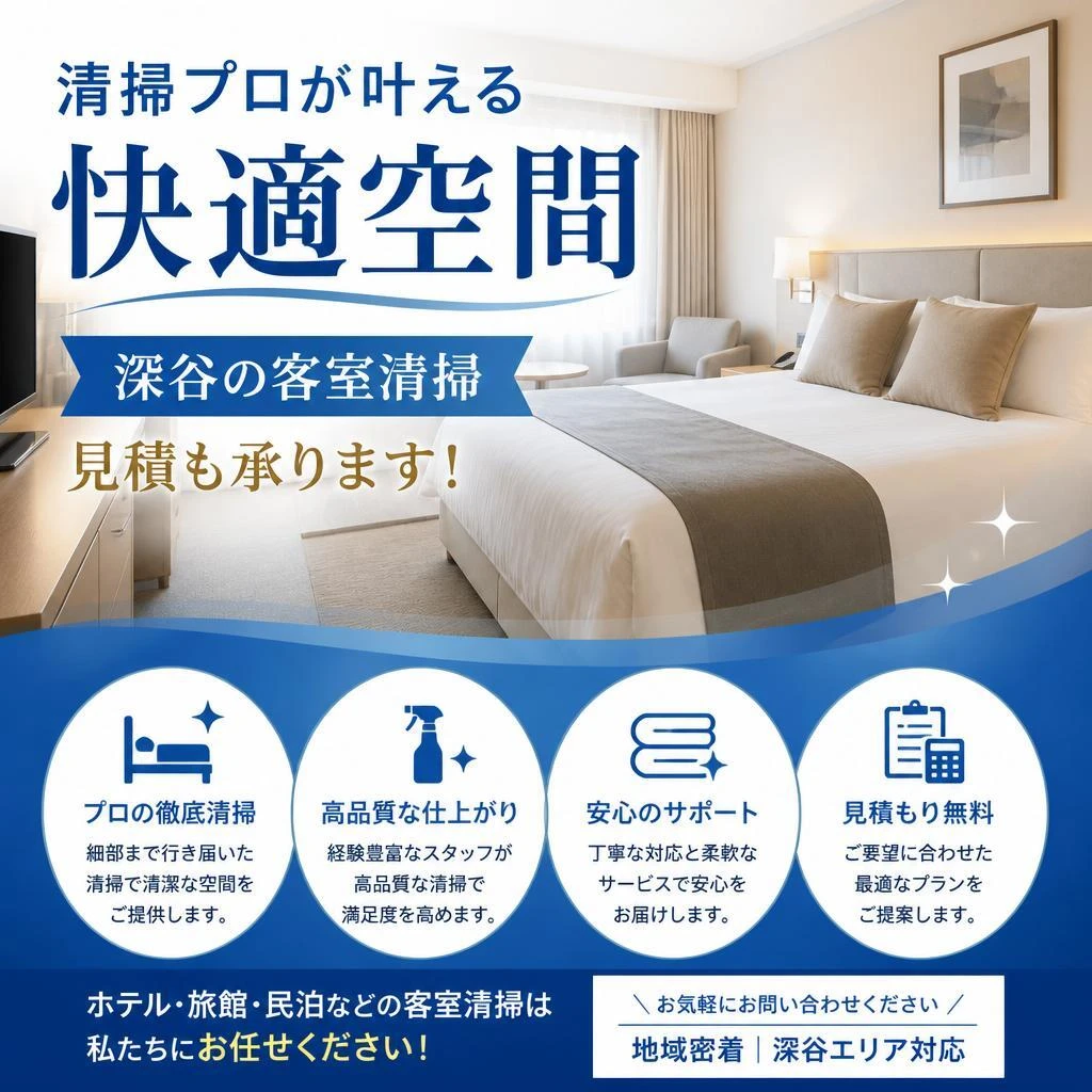 清掃プロが叶える快適空間 – 深谷の客室清掃見積も承ります！