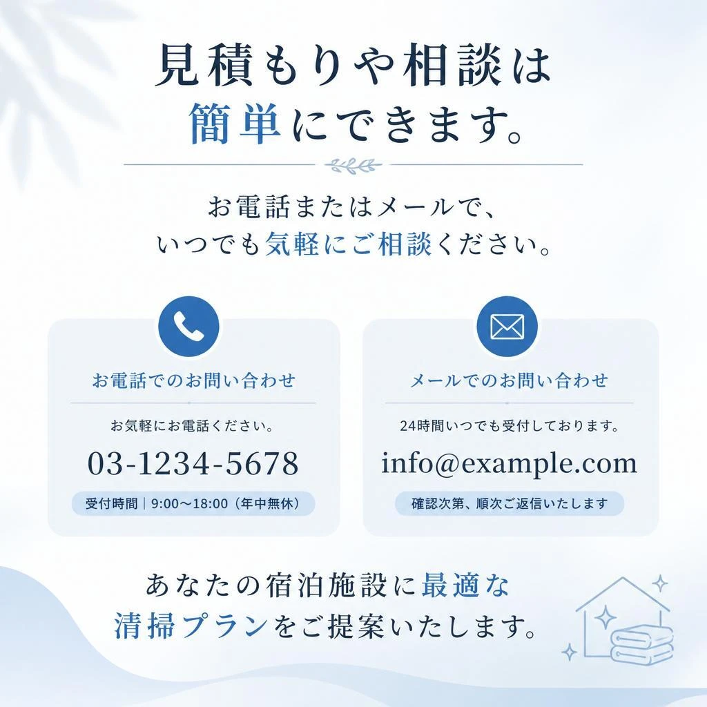 簡単なお問い合わせで安心のスタート