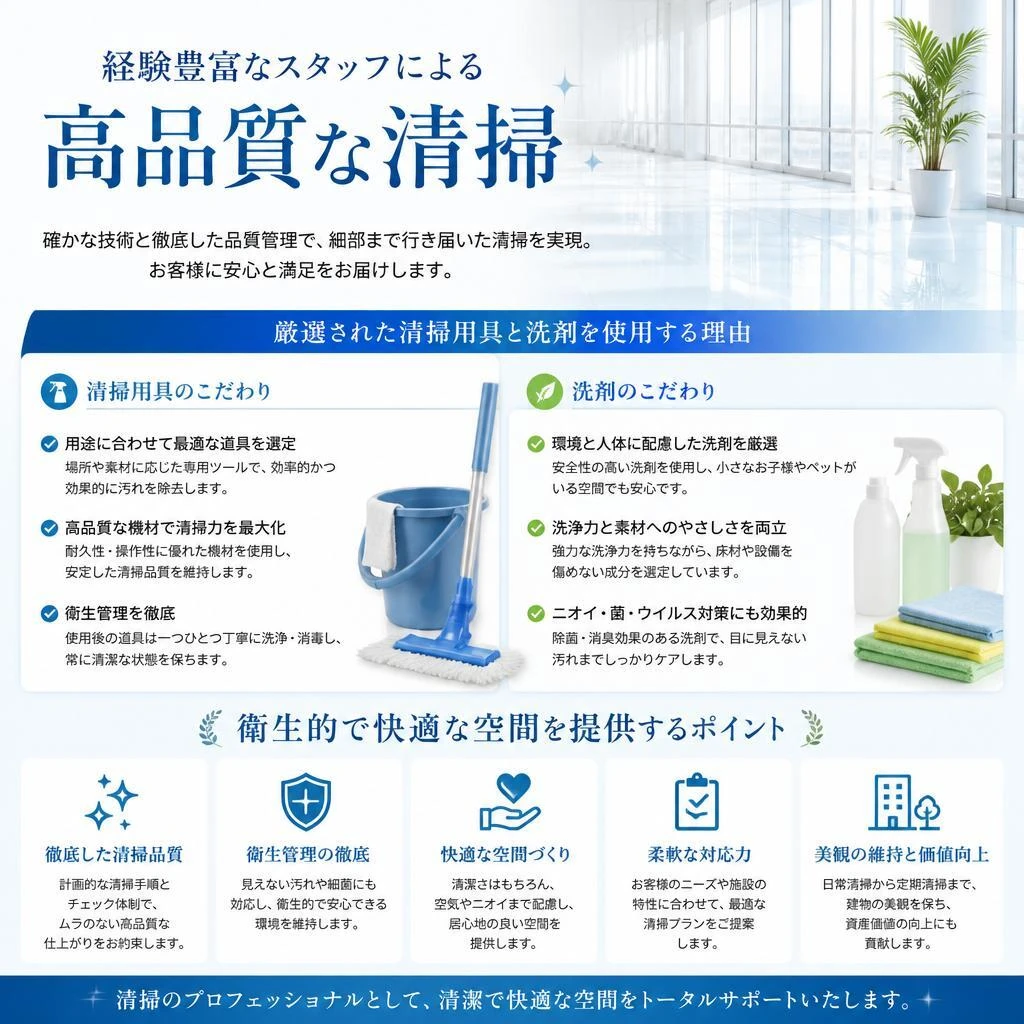 高品質な清掃で安心・快適を実現