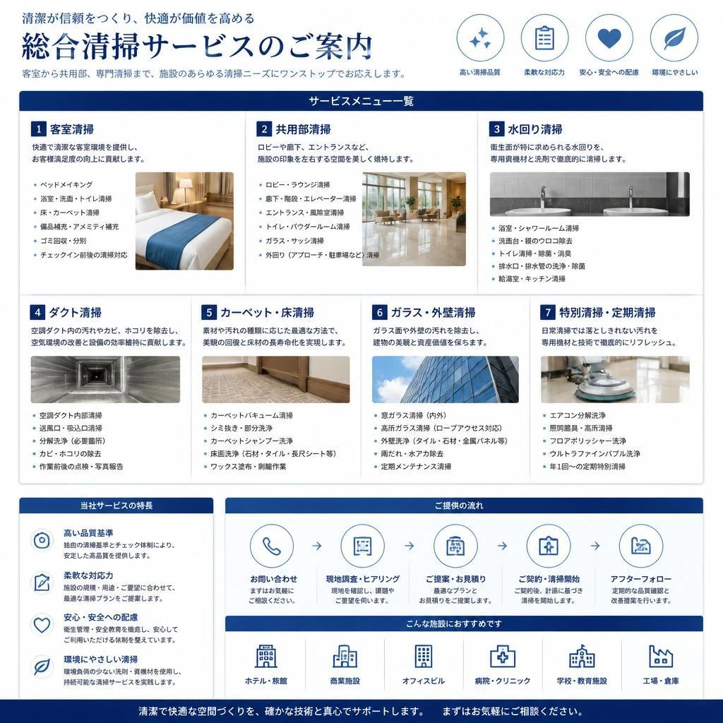 依頼できる清掃メニューの紹介