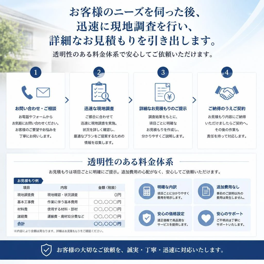 サービスの流れと見積のご案内